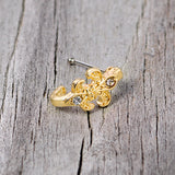 20G 3/8 Clear Gem Gold Tone Fleur De Lis Faux Hoop Nose Bone