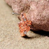 20G 3/8 Clear Gem Rose Gold Tone Fleur De Lis Faux Hoop Nose Bone