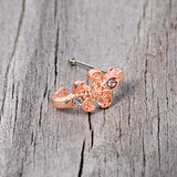 20G 3/8 Clear Gem Rose Gold Tone Fleur De Lis Faux Hoop Nose Bone