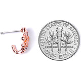 20G 3/8 Clear Gem Rose Gold Tone Fleur De Lis Faux Hoop Nose Bone
