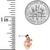 20G 3/8 Clear Gem Rose Gold Tone Fleur De Lis Faux Hoop Nose Bone