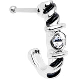 20G 3/8 Clear Gem Steel Twist Faux Hoop Nose Bone