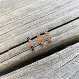 20G 3/8 Clear Gem Rose Gold Tone Fleur De Lis Faux Hoop Nose Bone