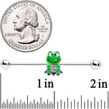 14G Clear Gem Green Goofy Frog Industrial Barbell 38mm