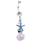 Clear Blue Gem Ocean Treasure Nautical Dangle Belly Ring