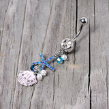 Clear Blue Gem Ocean Treasure Nautical Dangle Belly Ring