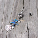 Clear Blue Gem Ocean Treasure Nautical Dangle Belly Ring