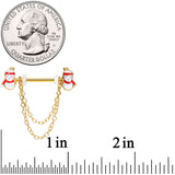 14G 5/8 Gold Tone Snowman Christmas Dangle Nipple Ring Set