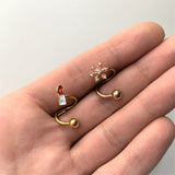 14G 3/8 Gold Tone Holiday Candle Spiral Twister Belly Ring