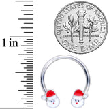 14G 9/16 Santa Christmas Horseshoe Nipple Ring Set