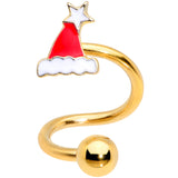 14G 3/8 Gold Tone Santa Hat Christmas Spiral Twister Belly Ring