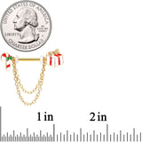 14G 5/8 Gold Tone Candy Cane Gift Holiday Dangle Nipple Ring Set