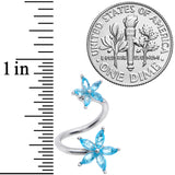 14G 3/8 Blue Gem Star Flower Spiral Twister Belly Ring