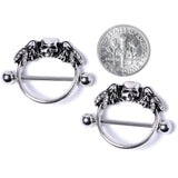14G 7/8 Winged Skull Halloween Nipple Shield Set