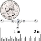 14G Clear Gem Drop Dangle Industrial Barbell 38mm