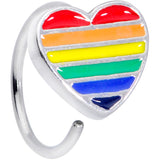 20G 5/16 Rainbow Pride Heart Nose Hoop