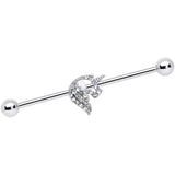 14G Clear Gem Silhouette Unicorn Industrial Barbell 38mm