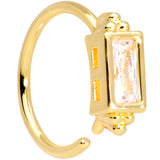 20G 5/16 Clear CZ Gem Gold Tone Rectangle Nose Hoop
