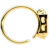 20G 5/16 Clear CZ Gem Gold Tone Rectangle Nose Hoop