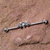 14G Clear Black Gem Bat Halloween Industrial Barbell 38mm