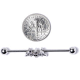 14G Clear Black Gem Bat Halloween Industrial Barbell 38mm