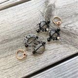 14G 9/16 Clear Gem Black Spider Web Nipple Shield Set