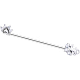14G Clear CZ Gem Paw Print Cat Industrial Barbell 38mm