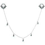 14G 9/16 Green Faux Opal Wreath Nipple Shield Dangle Nipple Chain