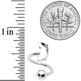 14G 3/8 Clear Gem Faceted Crescent Moon Spiral Twister Belly Ring