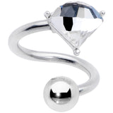 14G 3/8 Clear Gem Faceted Bling Spiral Twister Belly Ring