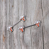 14G 9/16 White Orb Movie Night Popcorn Barbell Nipple Ring Set