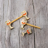 14G 9/16 Orange Gem Gold Tone Holiday Wine Nipple Ring Set