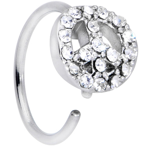 20G 5/16 Clear Gem Retro Peace Sign Nose Hoop