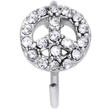 20G 5/16 Clear Gem Retro Peace Sign Nose Hoop