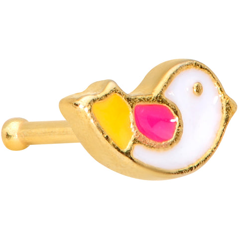 20G 1/4 Gold Tone Pink Wing Pretty Bird Nose Bone