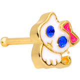20G 1/4 Blue CZ Gem Gold Tone Sweet Kitty Cat Nose Bone
