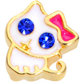 20G 1/4 Blue CZ Gem Gold Tone Sweet Kitty Cat Nose Bone