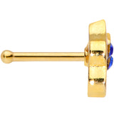 20G 1/4 Blue CZ Gem Gold Tone Sweet Kitty Cat Nose Bone