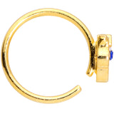 18G 3/8 Blue CZ Gem Gold Tone Sweet Kitty Cat Nose Hoop