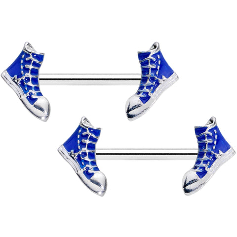 14G 9/16 Blue High Top Sneaker Barbell Nipple Ring Set