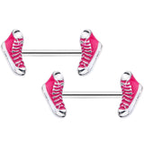 14G 9/16 Pink High Top Sneaker Barbell Nipple Ring Set