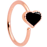 18G 3/8 Rose Gold Tone Black Heart Nose Hoop