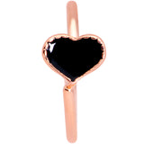 18G 3/8 Rose Gold Tone Black Heart Nose Hoop