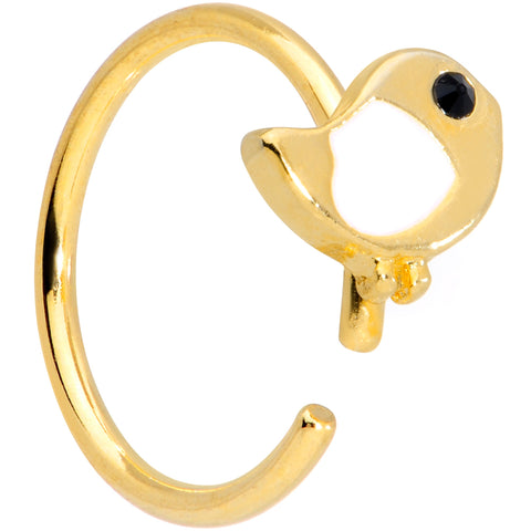 18G 3/8 Black CZ Gem Gold Tone Baby Bird Nose Hoop