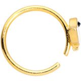 18G 3/8 Black CZ Gem Gold Tone Baby Bird Nose Hoop