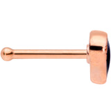 20G 1/4 Rose Gold Tone Black Heart Nose Bone