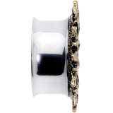 Blue Faux Druzy Sunburst Flower Double Flare Plug Set 2G to 1"