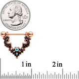 14G 9/16 Aurora Gem Rose Gold Tone Baroque Bat Nipple Shield Set