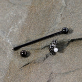 14G Black White Gem Black Cat Halloween Industrial Barbell 38mm