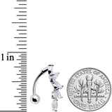 Clear CZ Gem Fashion Flower Dangle Top Mount Belly Ring